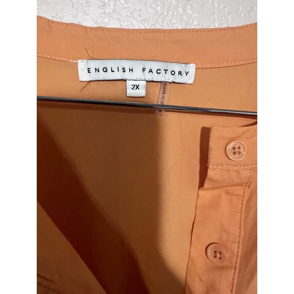 English Factory Maxi Orange dress XXL Plus Minimalist Tiered Timeless V Neck - Image 3