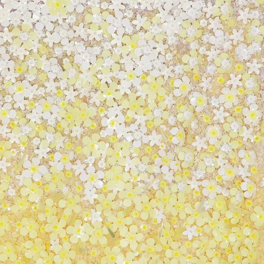 La Fuori Giulia Blossom Yellow Floral Embroidery Embellished Dress $980 NWT XS - Image 6