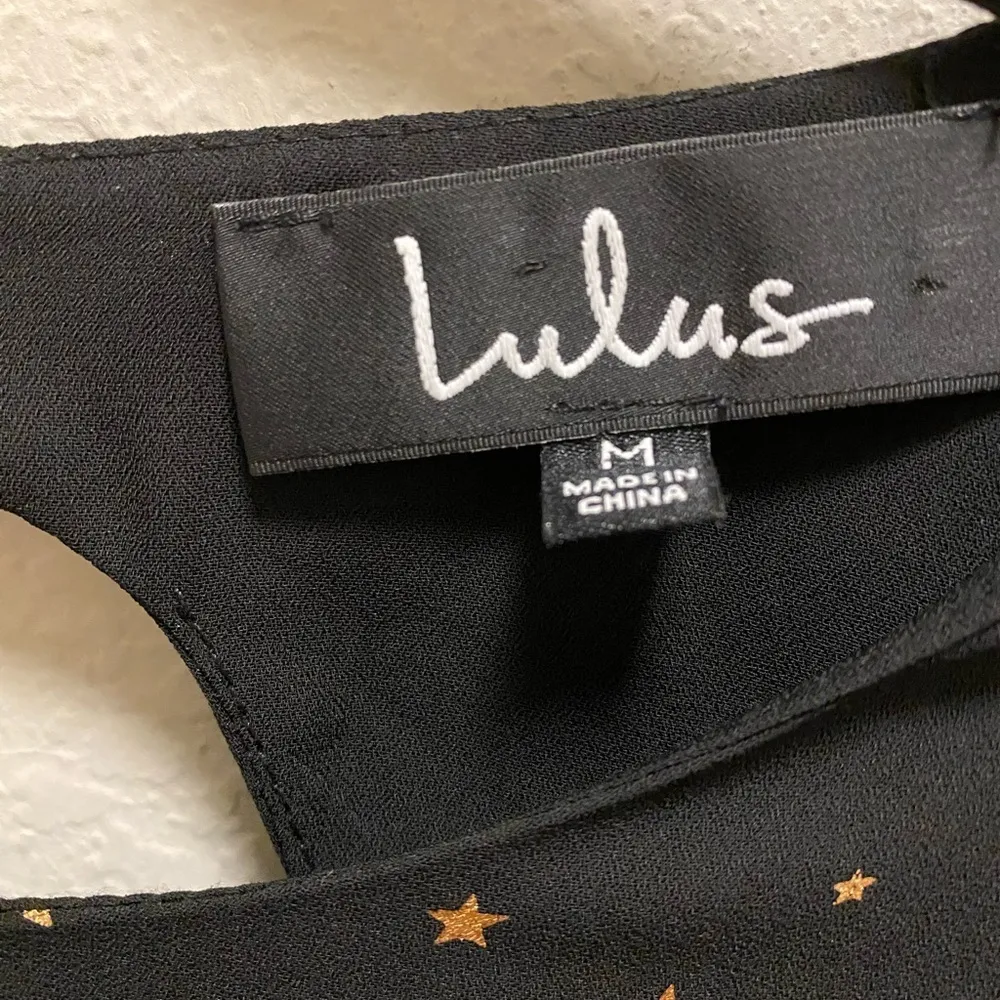 Lulu's Black & Rose Gold Extra Celestial Star Print Shift Dress Size Medium - Image 6