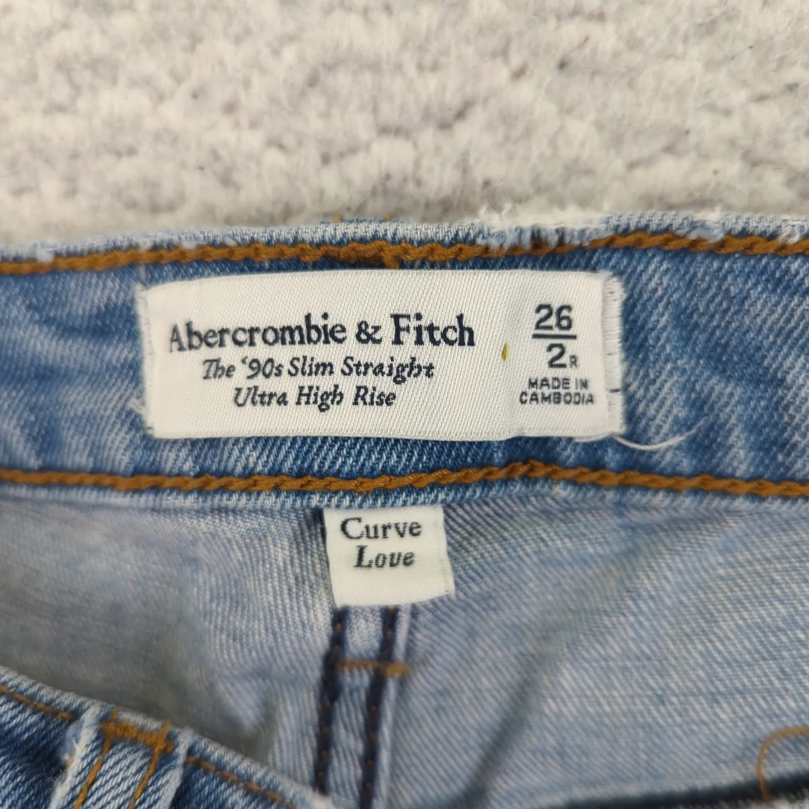 Abercrombie Fitch The 90s Slim Straight Ultra High Rise Curve Love Jeans Size 26 - Image 7