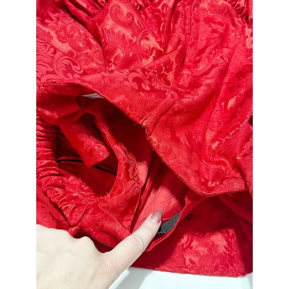 Jessica McClintock  Gunne Sax Vintage 80s Juniors Bow Tea Dress Size 9/10 Red - Image 11