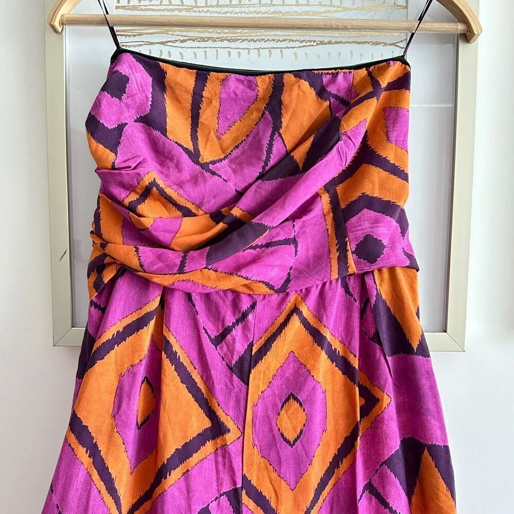 Zara Jumpsuit Womens Small Printed Bandeau Wide Leg Strapless Geometric Boho NEW - Image 8