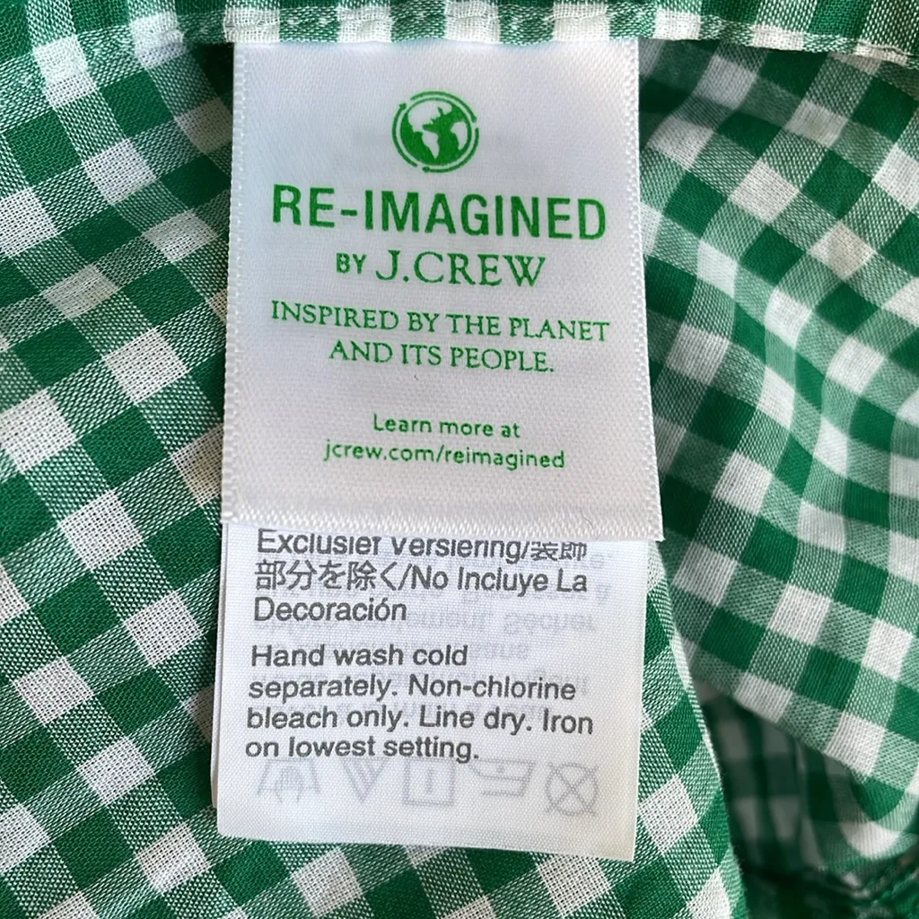 J. Crew Green Gingham Scalloped Tiered Sundress - Image 8