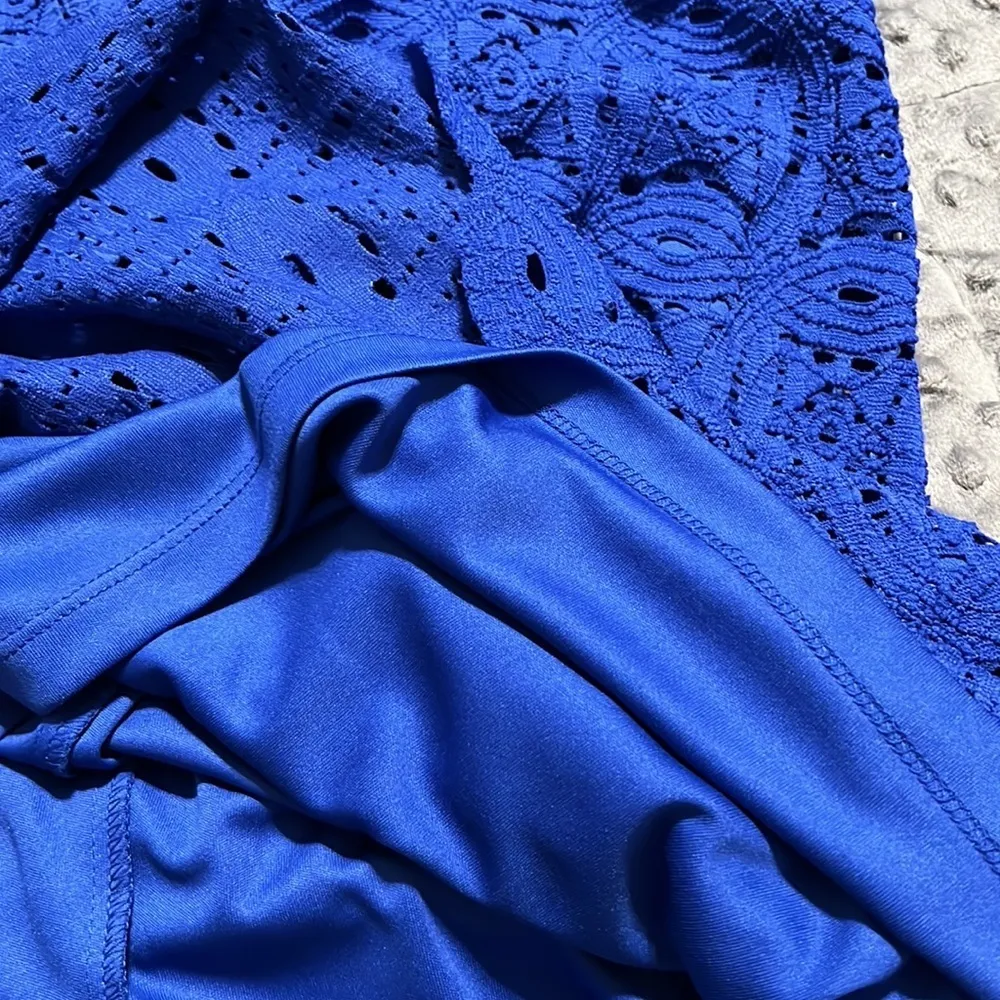 RONNI NICOLE women's size 16W cold shoulder dress cobalt blue sheath lined flaw - Image 7