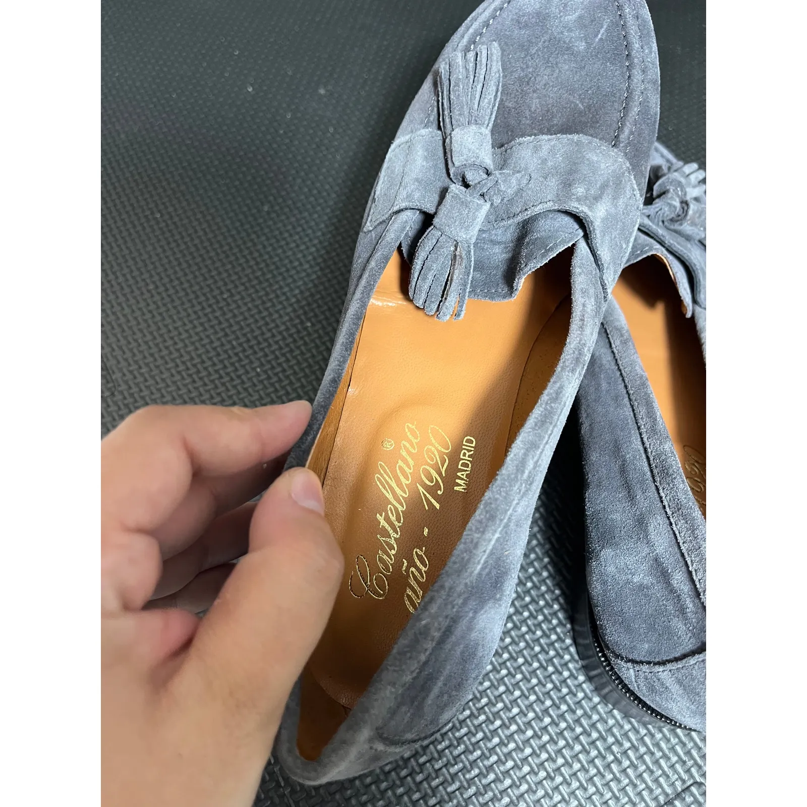 Castellano‎ Ano 1920 Madrid Womens Size 37 US 6.5 Gray Suede Tassel Loafers - Image 8