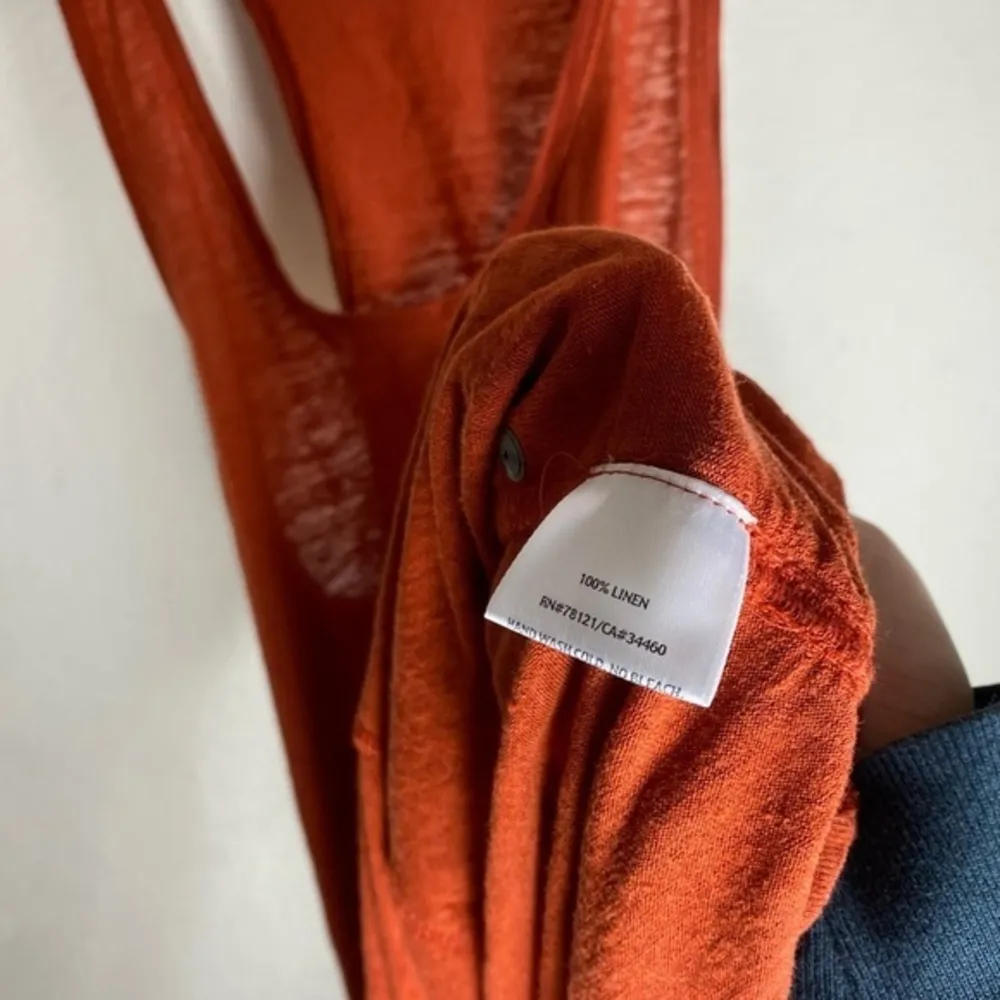 NWOT Eileen Fisher 100% Linen Burnt Orange See Through Mini Beach Dress ( M‎ ) - Image 5