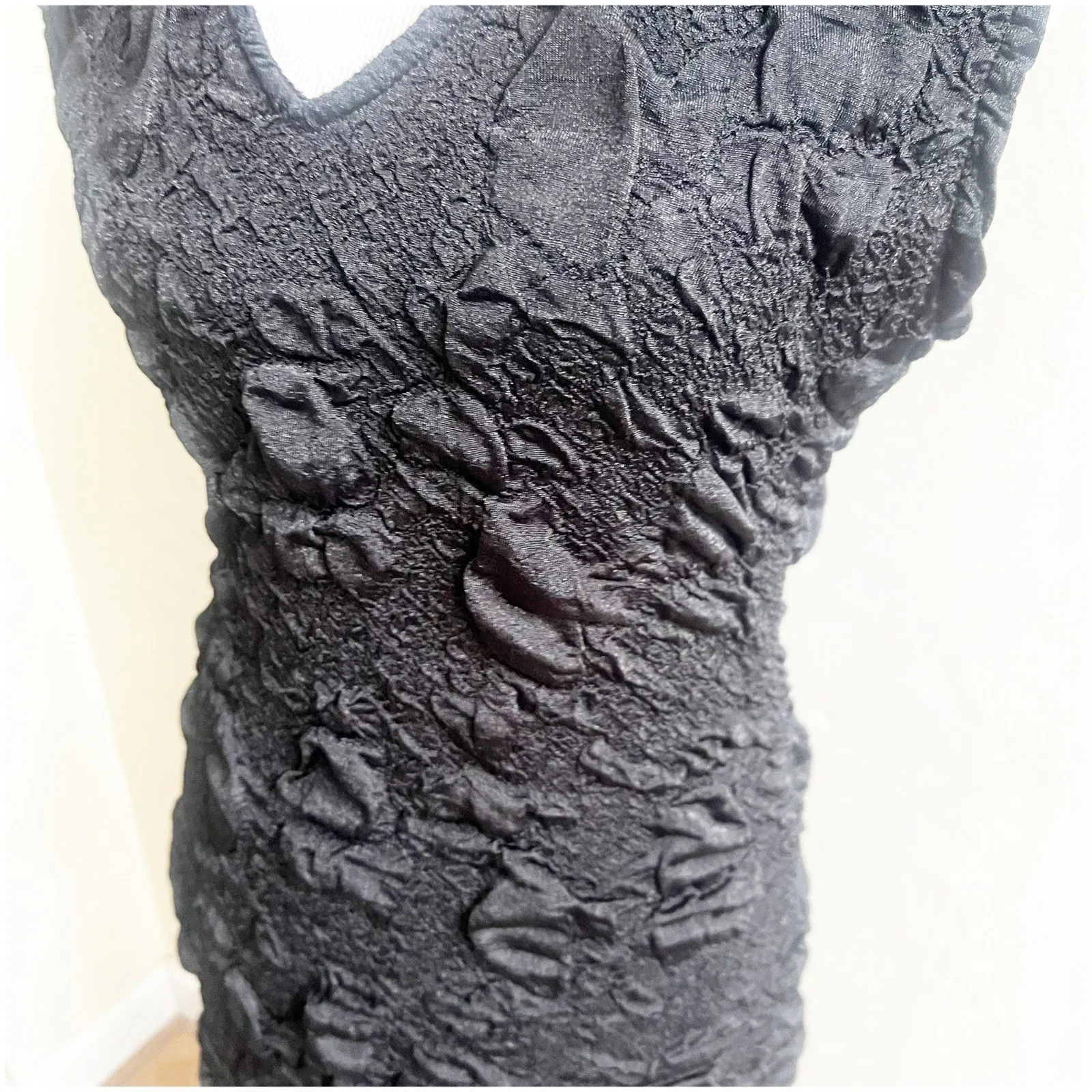 Flapper Style Bodycon Puff Dress Black Size XL Fringe Hem Stretch Sleeveless - Image 12