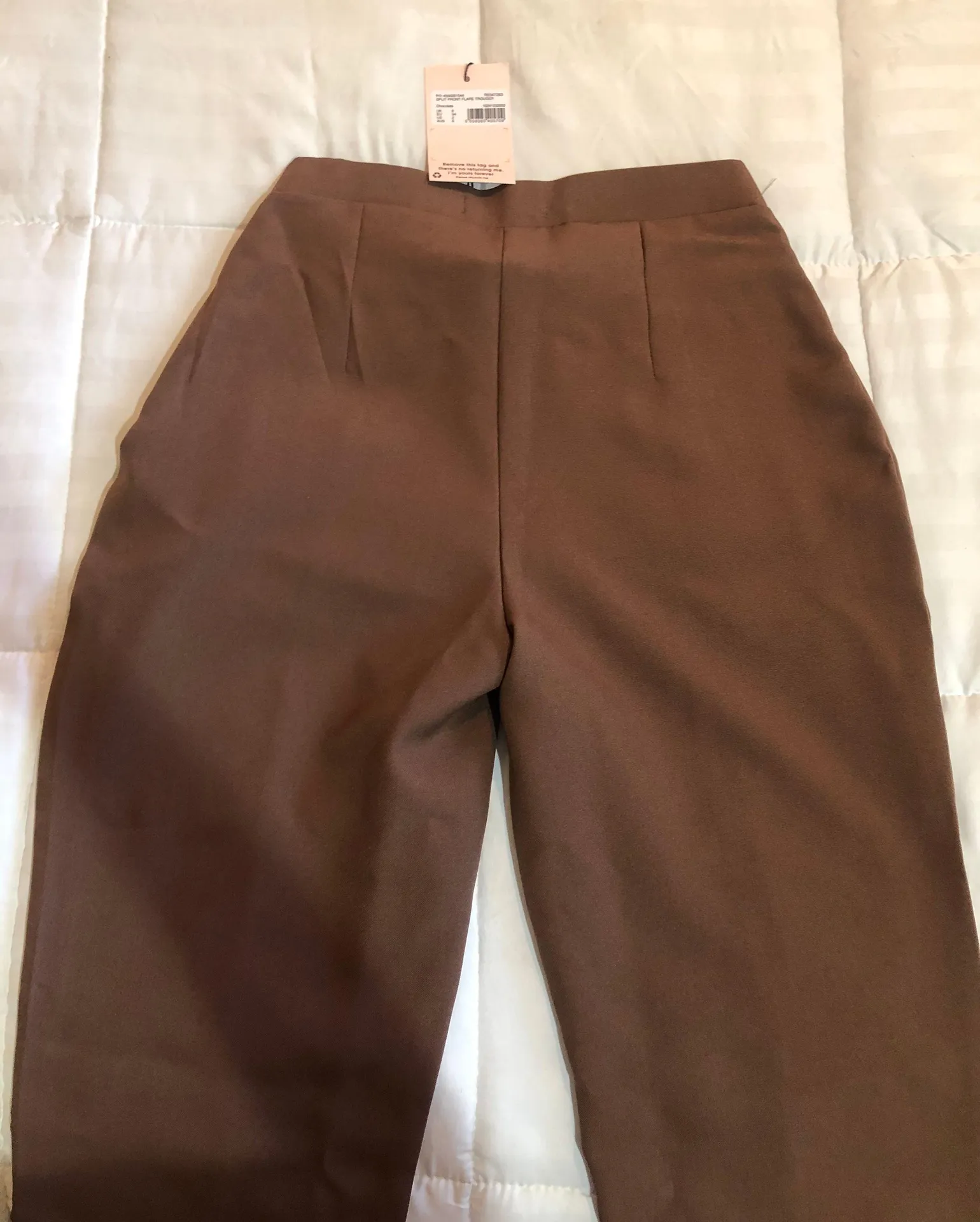 Missguided Chocolate Split Front Flared Pants - Image 4