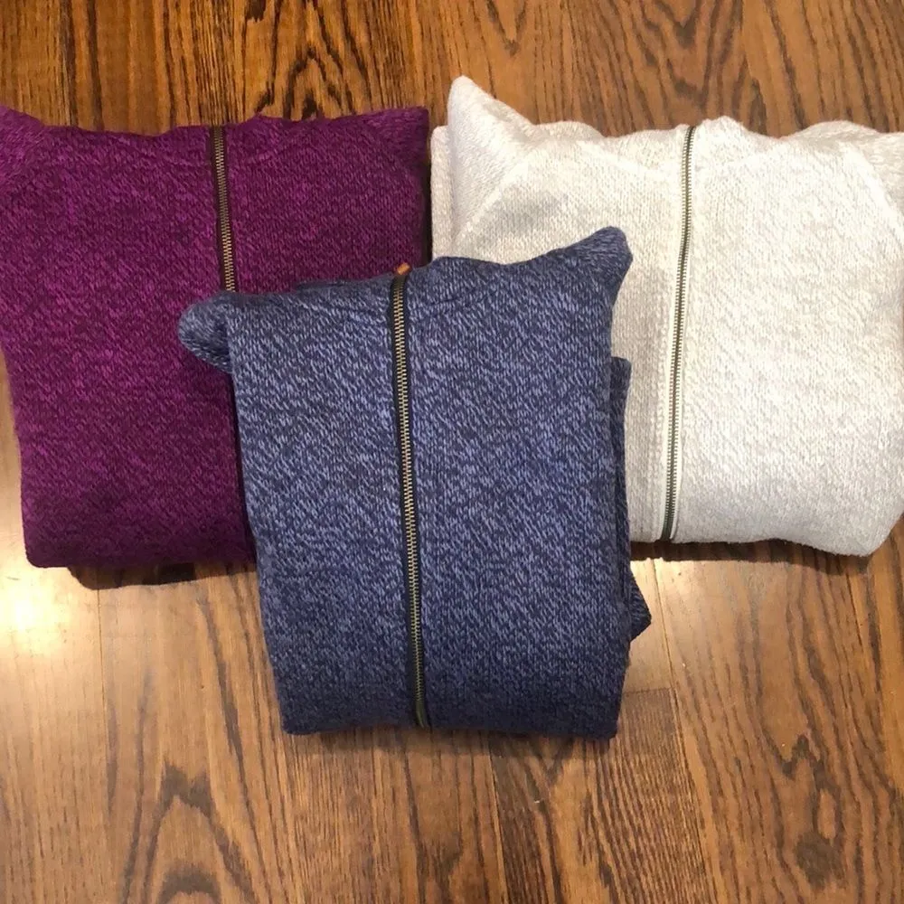 COLUMBIA Womens Raspberry Wine Knit Full Zip Fleece Lined Zip Pockets Hoodie Lrg - Image 2