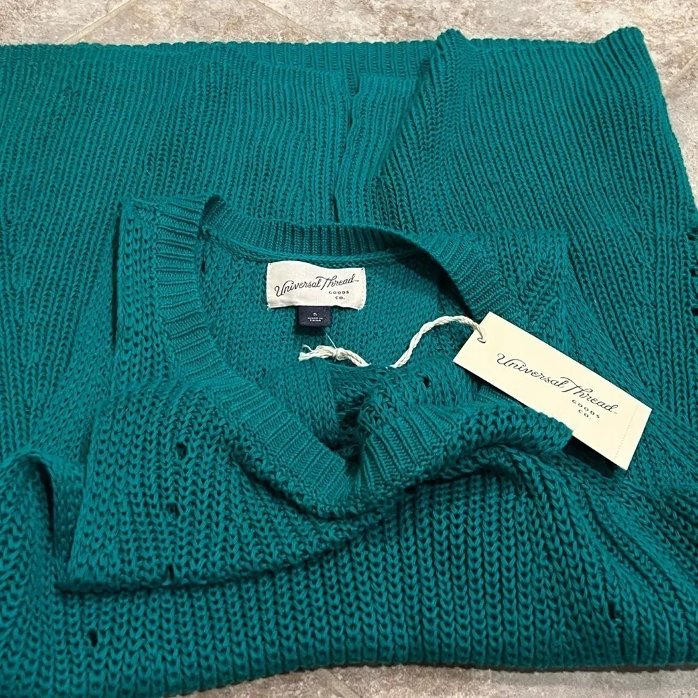NWT Universal Thread Envelope Sweater Tank Top Green Knit Small Crew Neck - Image 8