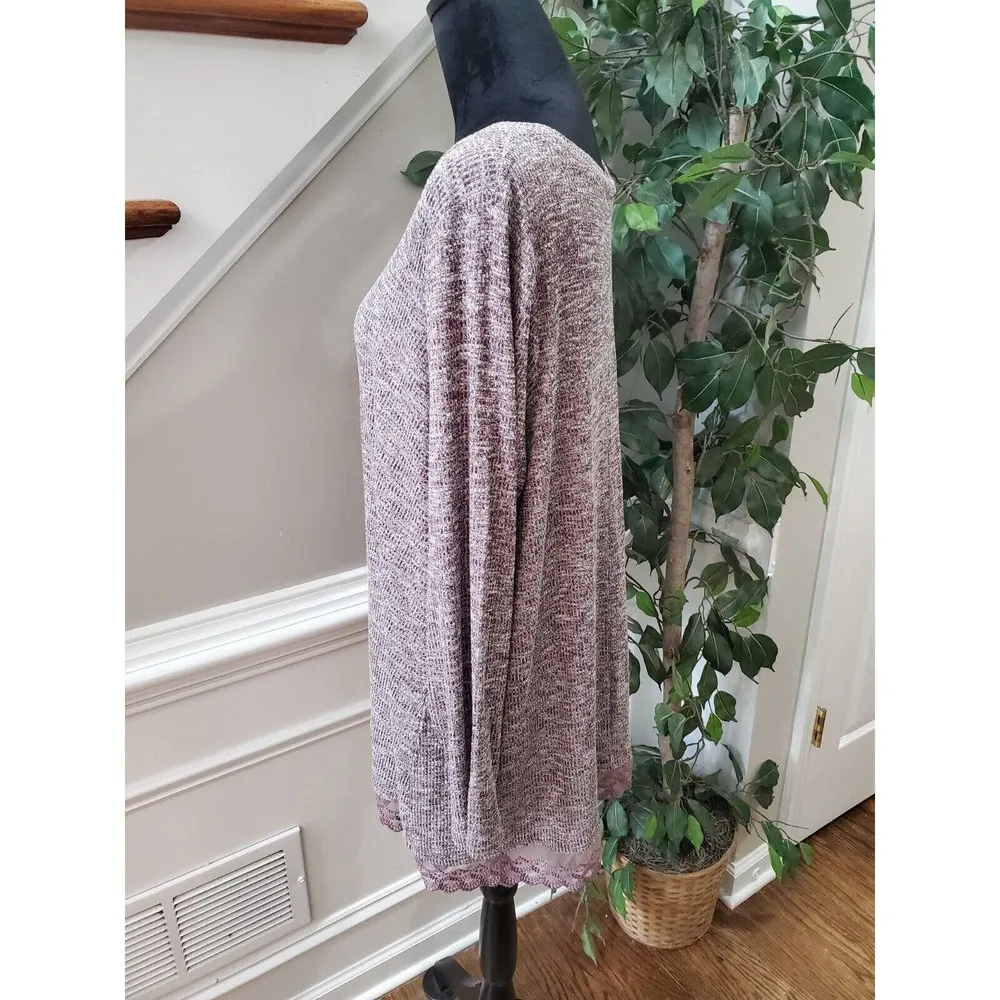 Woman Within Womens Maroon White Long Sleeve Round Neck Pullover Sweater Large - Image 6