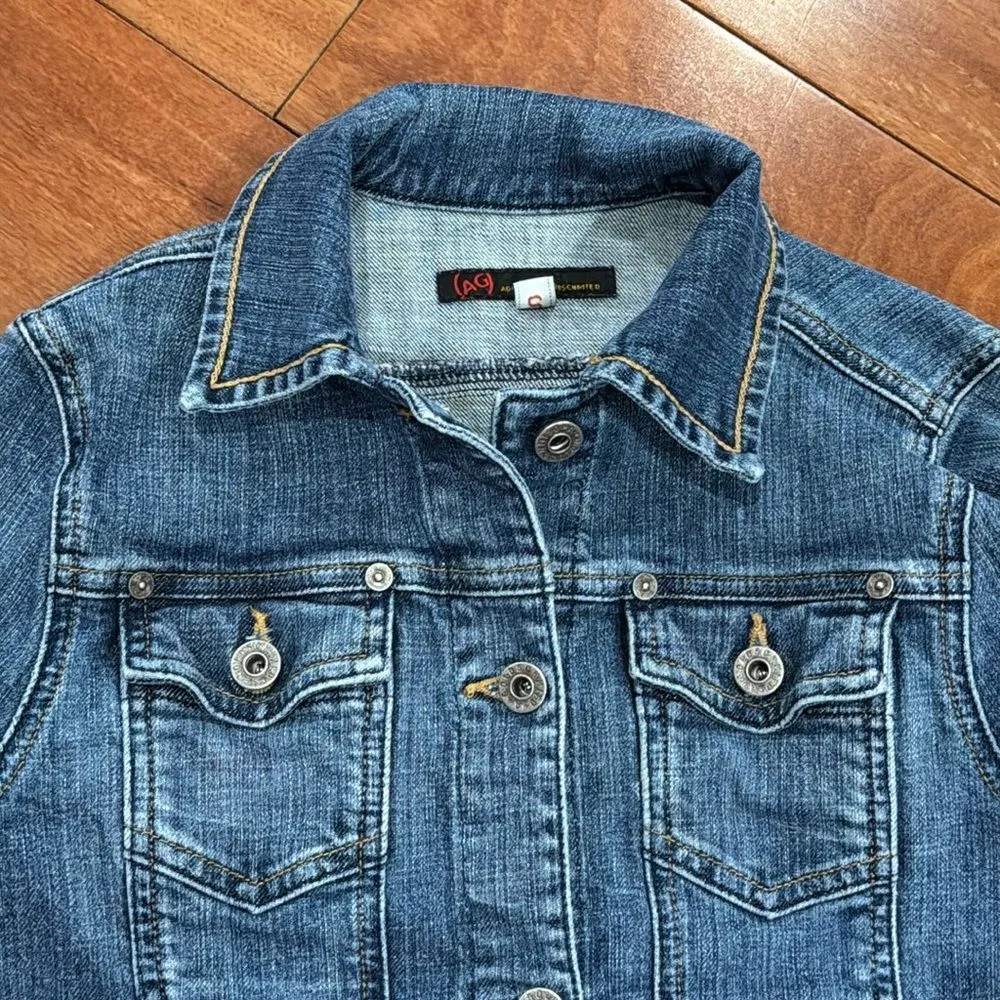 AG Adriano Goldschmied EMILY Women's Blue Denim Jean Jacket Med Wash Size S - Image 4