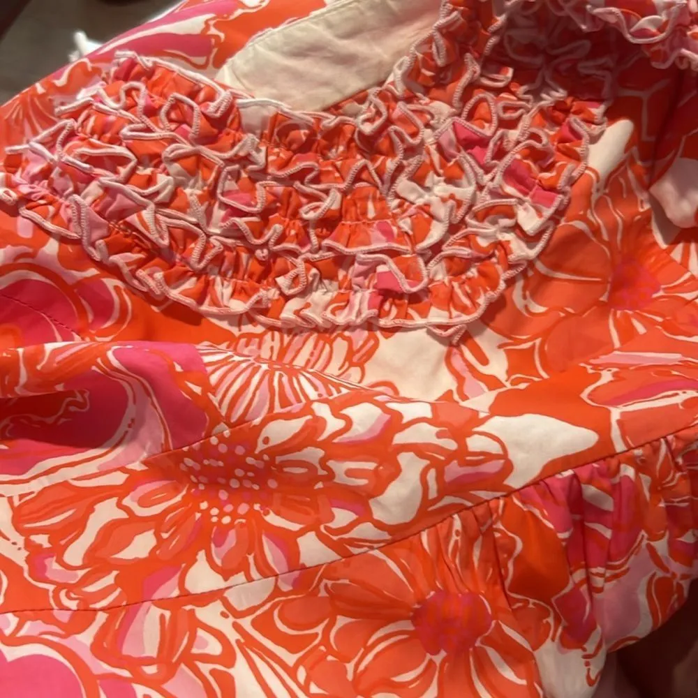 Lilly Pulitzer Hawaiian Print Floral Ruffle Halter Dress size 4 - Image 7