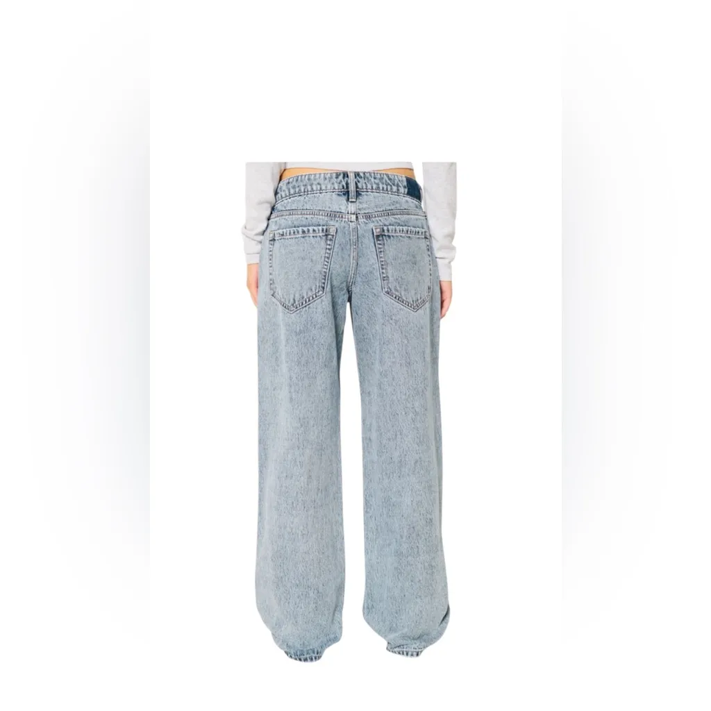 Hollister Low-Rise Medium Wash Baggy Jeans 25X31” Med Wash 100% Cotton Wide Leg - Image 4