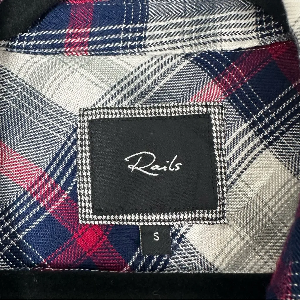 Rails Plaid Flannel Long Sleeve Shirt Dress Tie Waist Size S - Image 3