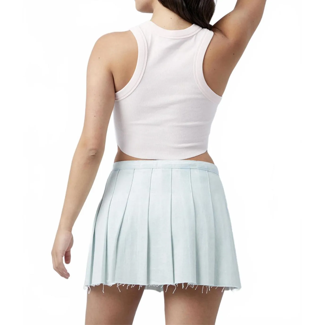 Pacsun Eco Light Indigo Mid Rise Pleated Denim Mini Skirt NWT 25 - Image 4