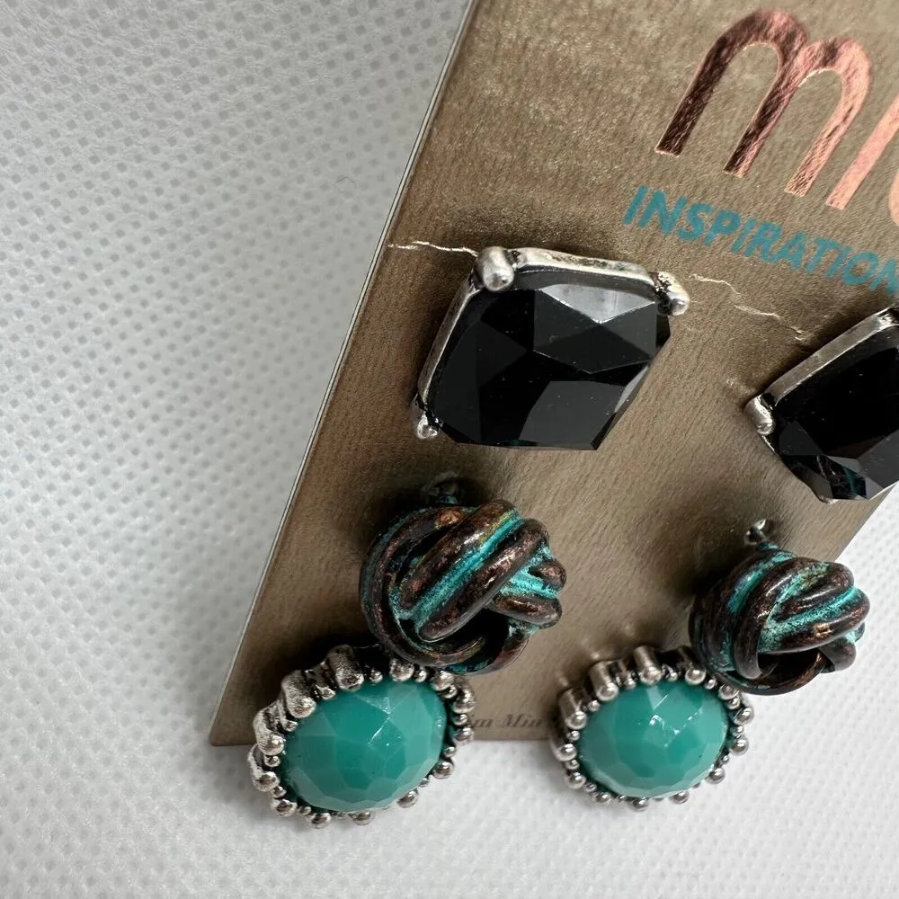 Mia Inspirations Lot of 3 - Turquoise Colored Black Western Stud Earrings New - Image 6