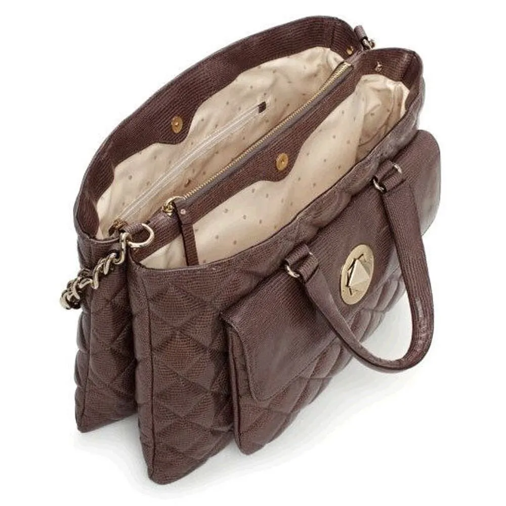 NEW Kate Spade NewYork French Grey Quilted LEATHER HANDBAG Lizard Purse Campbell - Image 4