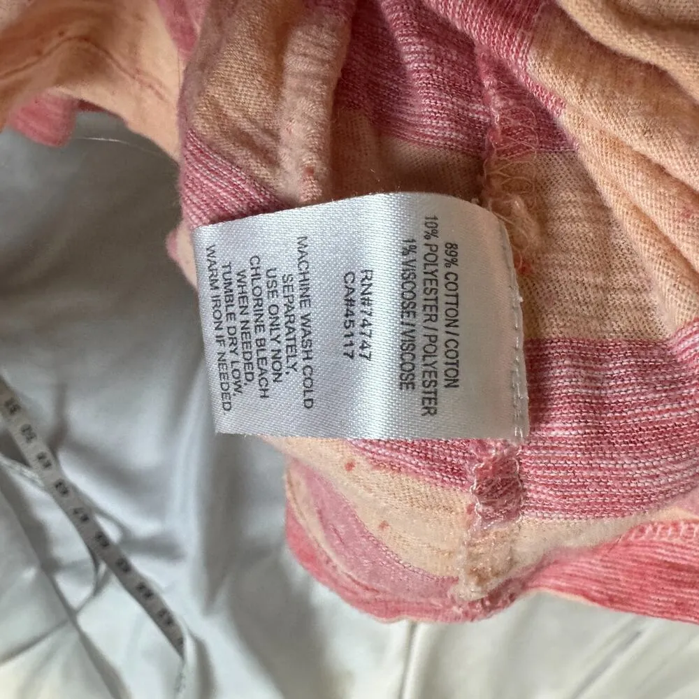 Natural Reflections TShirt Womens 1X Peach Pink Short Sleeve Striped Pocket FLAW - Image 7