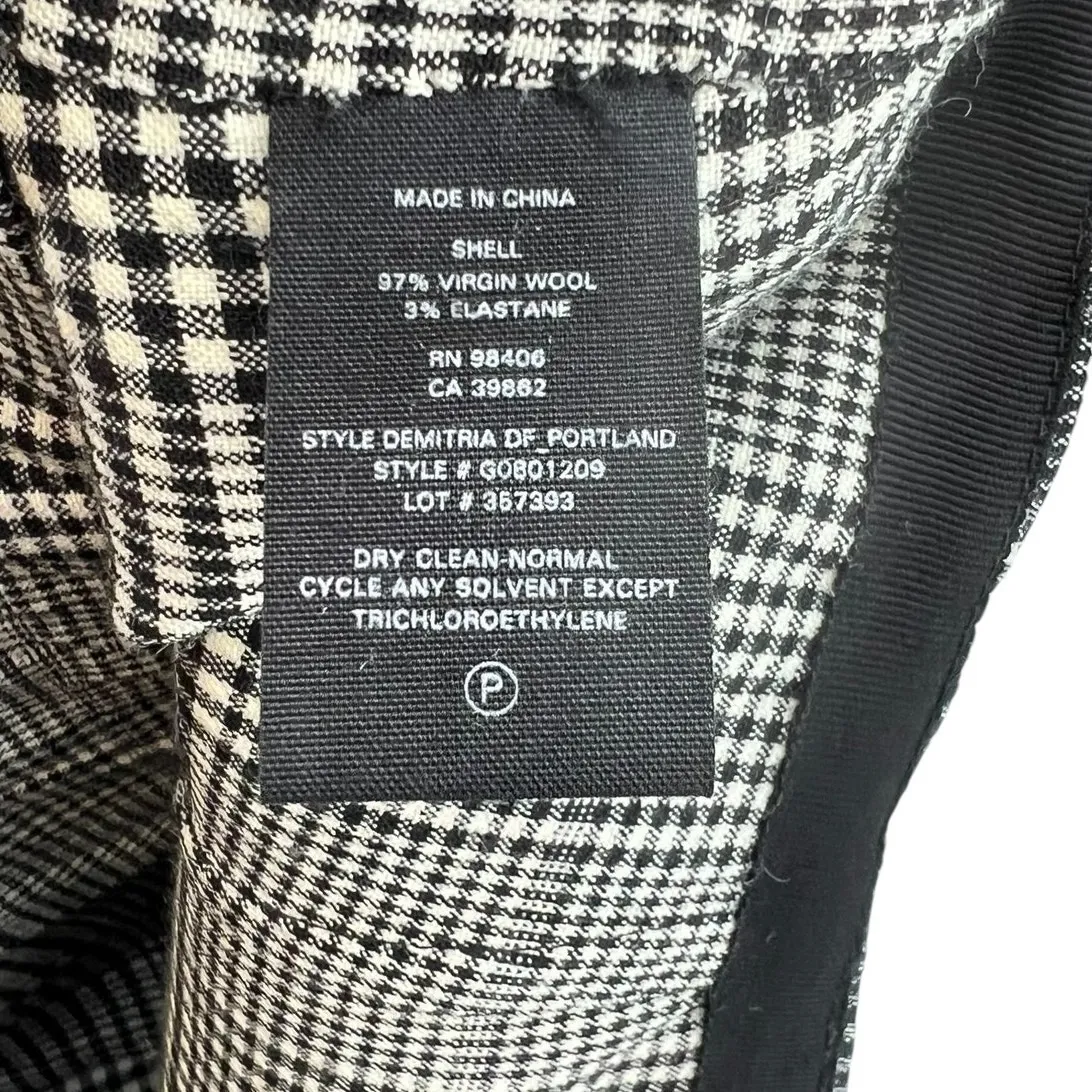Theory Demitria Df Portland Pants‎ Plaid Houndstooth Wool Black White Size US 8 - Image 12