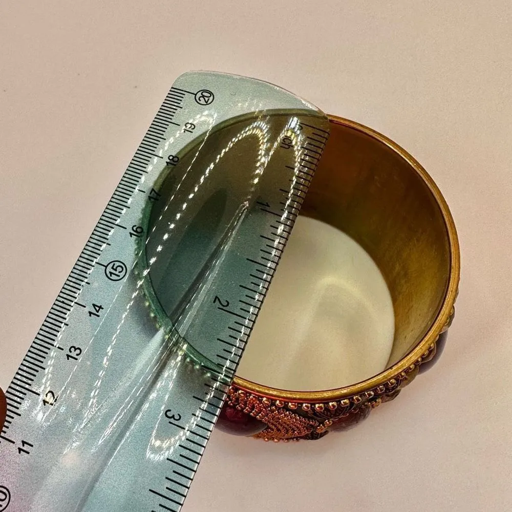 Brass and purple beaded wide bangle bracelet - Image 5