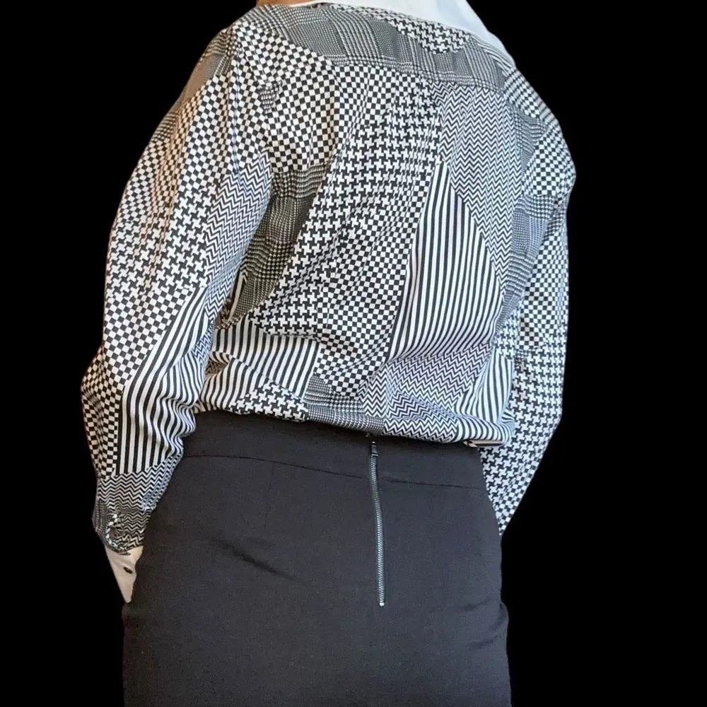 NARACAMICIE Made in Italy Patchwork Print Button Down Shirt Women's Black Size undefined - Image 5