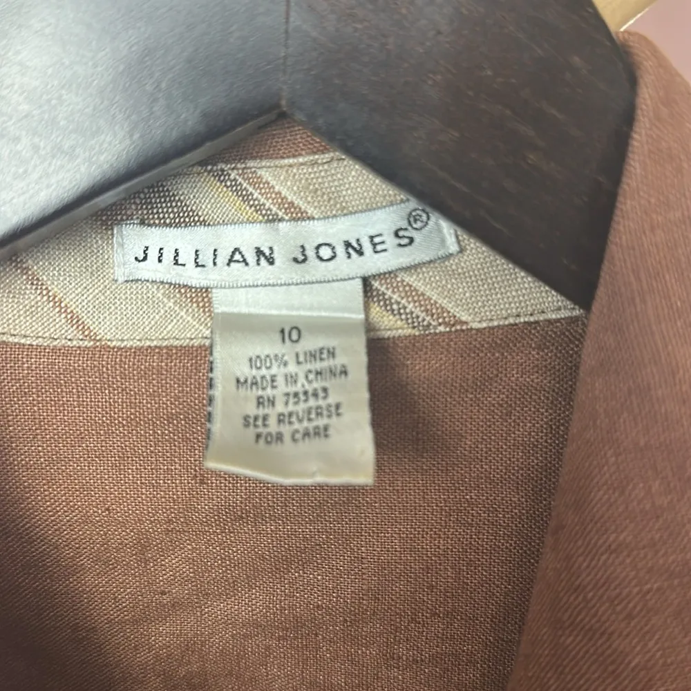 Women's Jillian Jones brown LINEN Belted Jacket Sz 10 Tan - Image 2