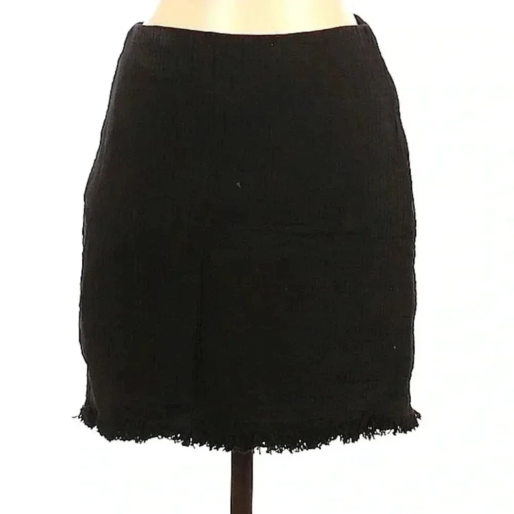 Madewell | Black Hideaway Fringe Boho Bohemian Textured Mini Skirt Womens 0 - Image 3