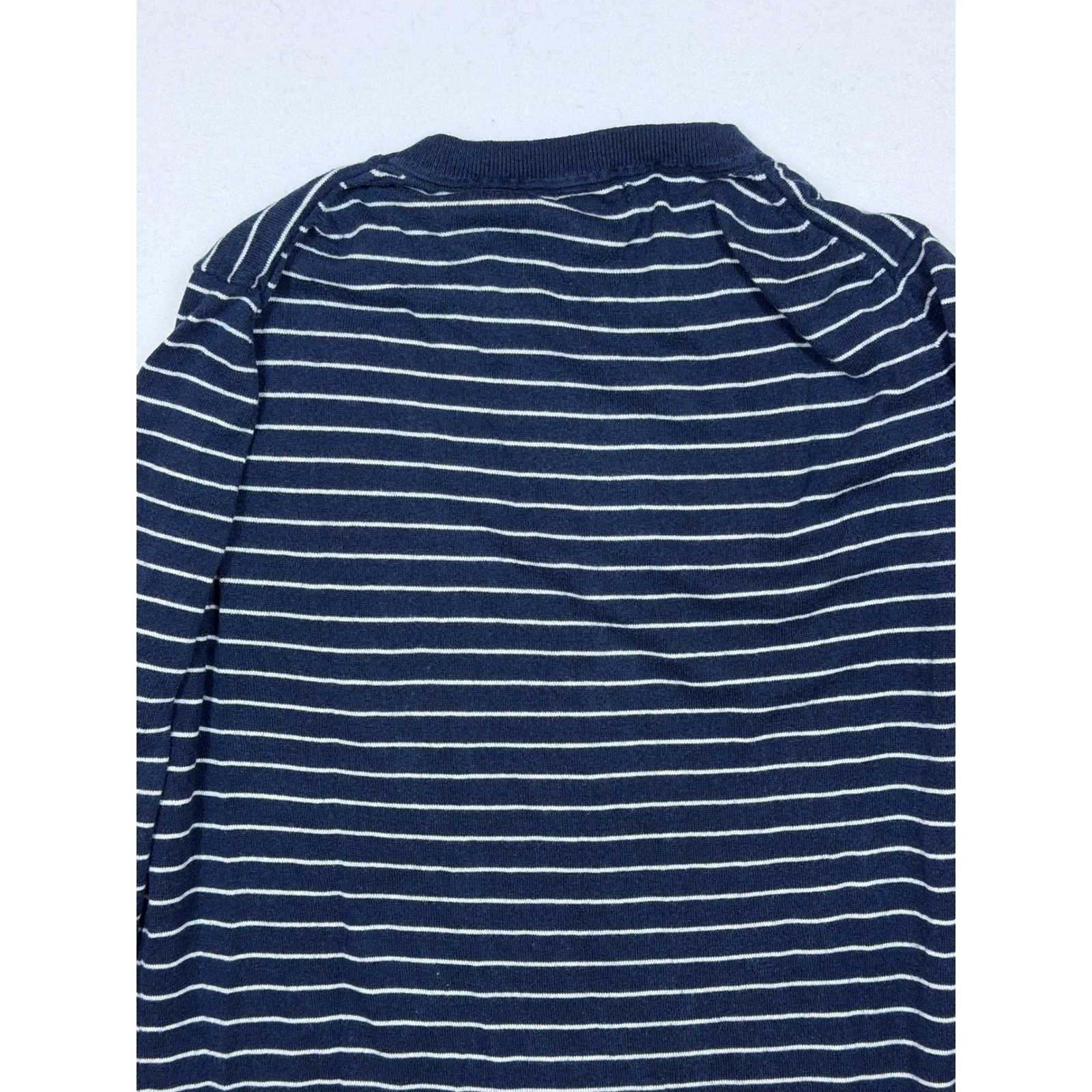 Banana Republic Silk Cashmere Navy Stripe Hello Weekend Crewneck Sweater XL - Image 9