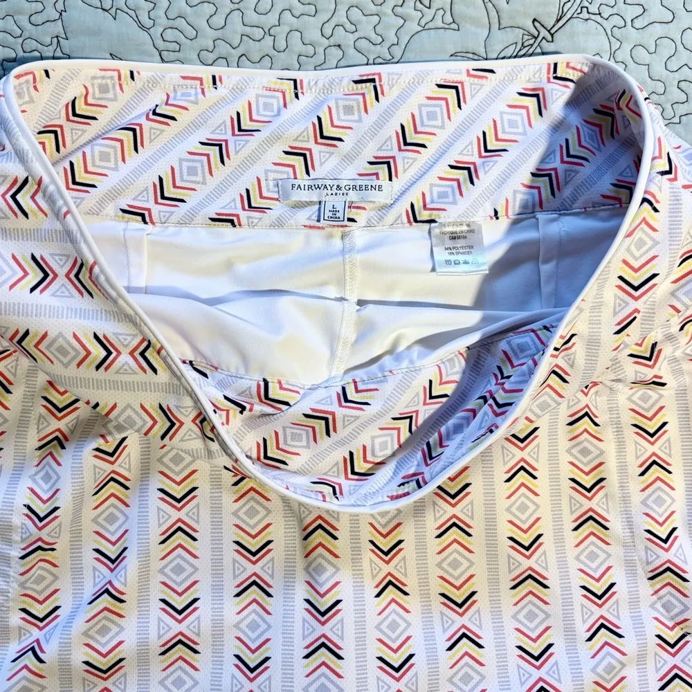 FAIRWAY & GREENE Raleigh Golf UPF50+ Athletic Skort ~White/Multi NWOT Sz L 💚 White Size L - Image 4