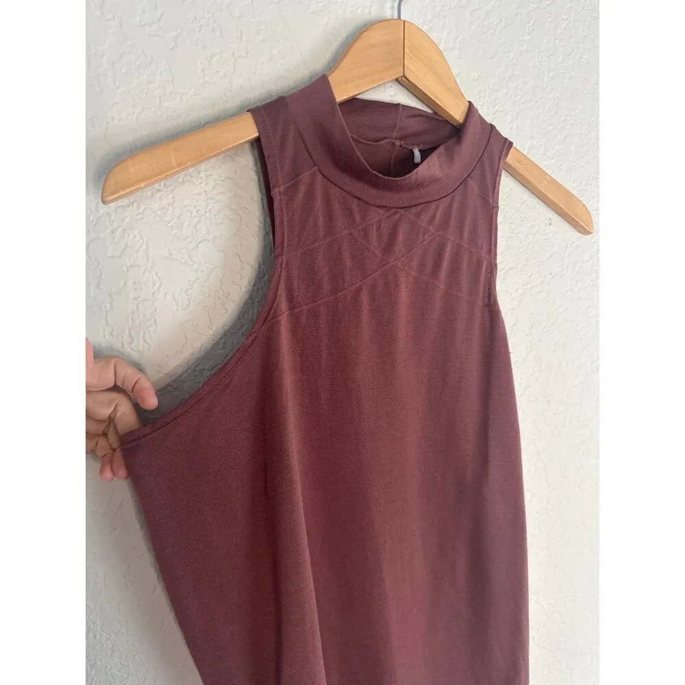 Prana Brown Dark Mauve High Neck Twist Back Top Medium Athleisure Tank Yoga - Image 2