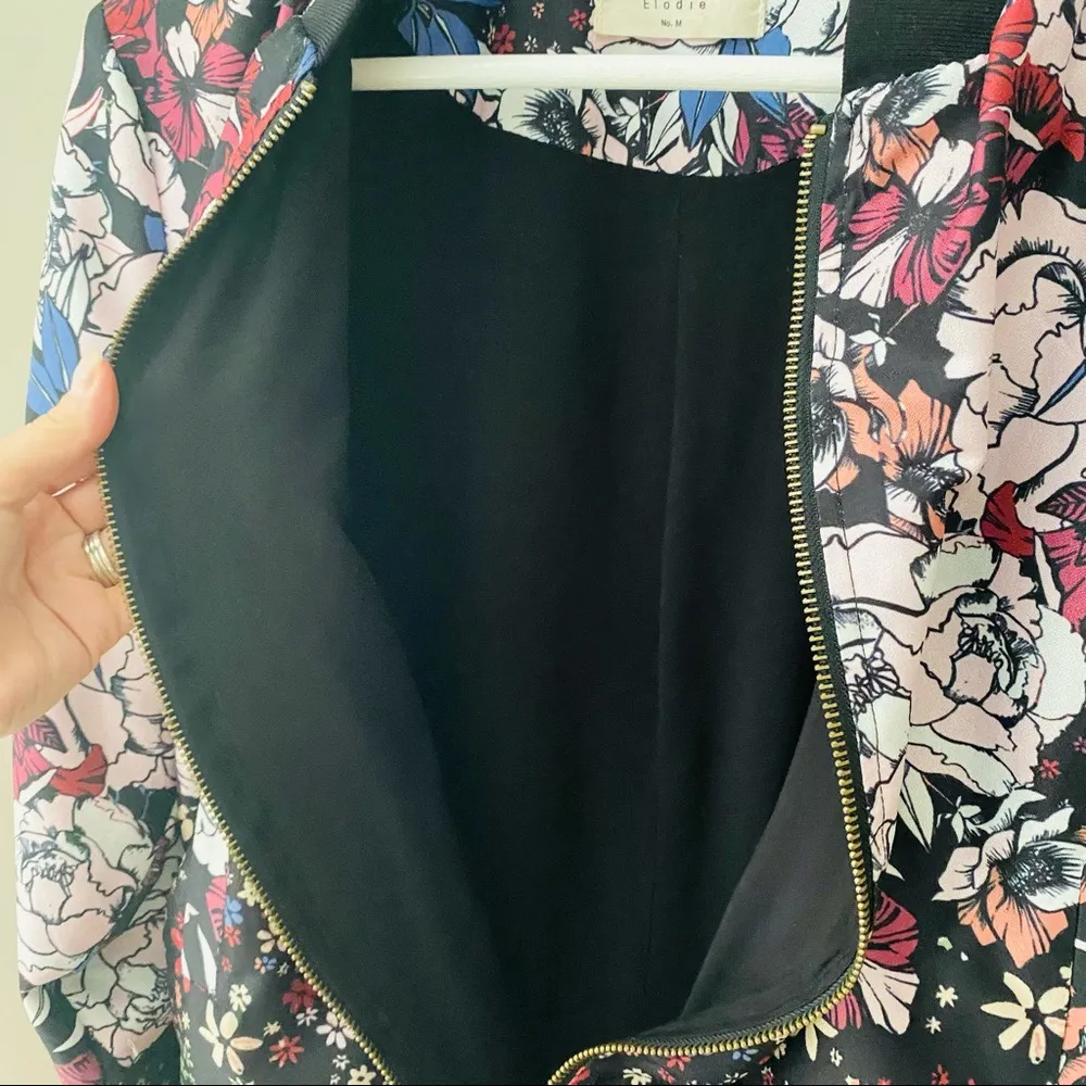 Elodie Floral Print Bomber Jacket Sz Medium - Image 5