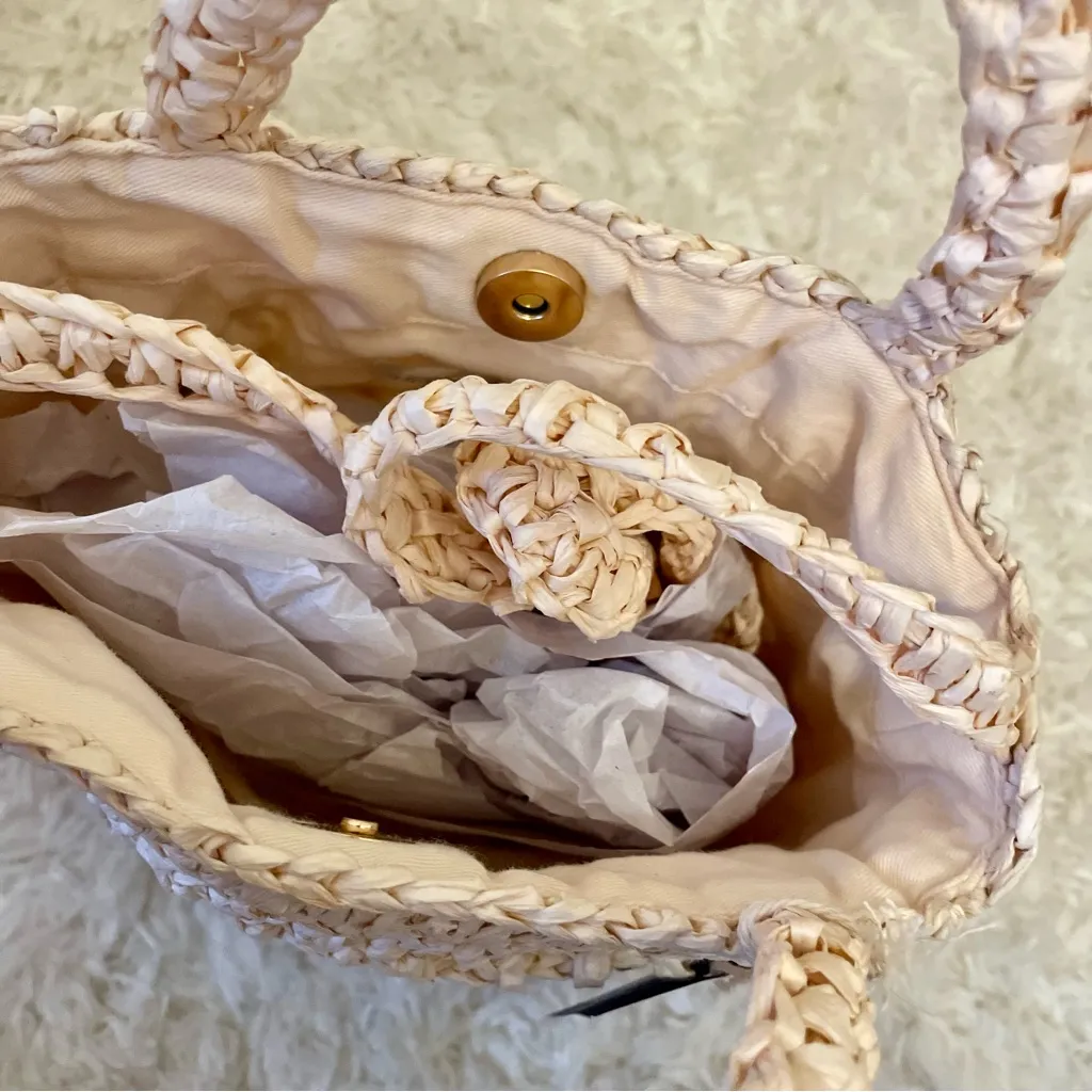 Top Handle Crochet Tote Handbag Amore - Universal Thread™ Off-White - Image 4