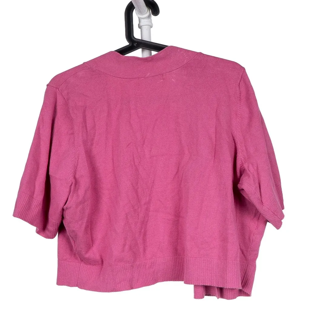 dressbarn Cardigan Sweater 14 16 Womans Short Sleeve Purple Pink Cotton Stretch - Image 6