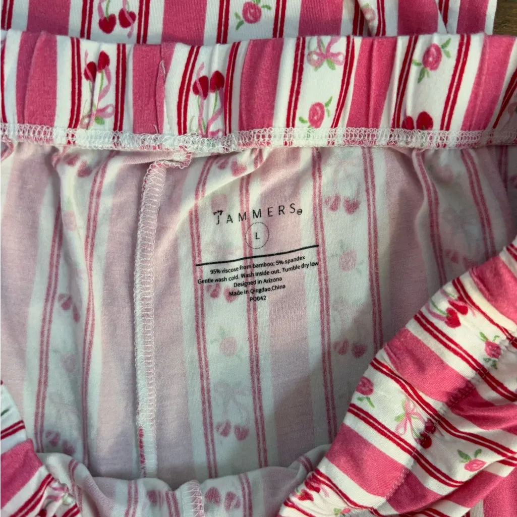 In My Jammers Love You Cherry Much Bamboo Pajama Set ~ Size Large 💛🍄 Pink - Image 10