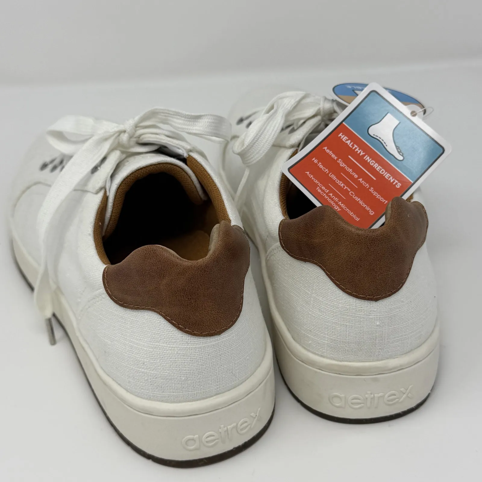 Aetrex Renee Lace-Up White EU 40 US 9 9.5 Support Canvas Sneakers Orthotic New - Image 7