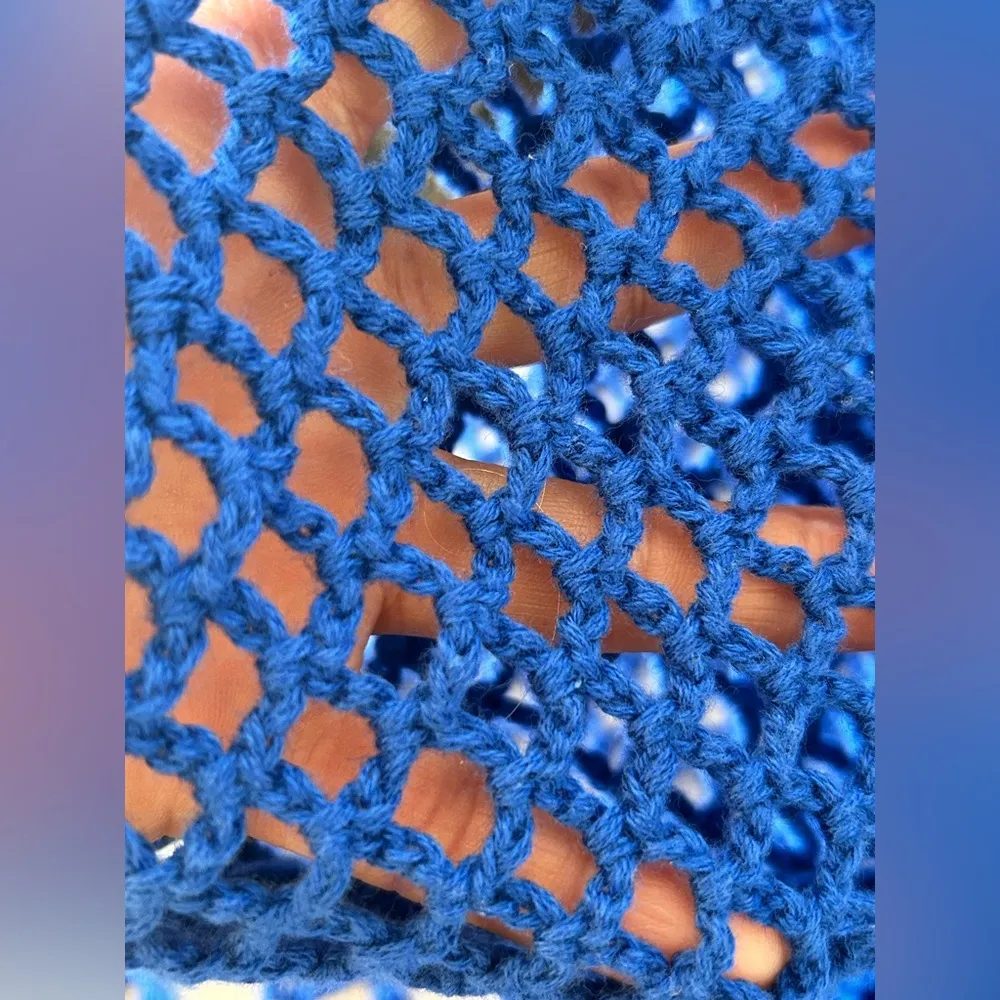 Chico's Blue Crochet Jacket with Scalloped Edges - Image 6