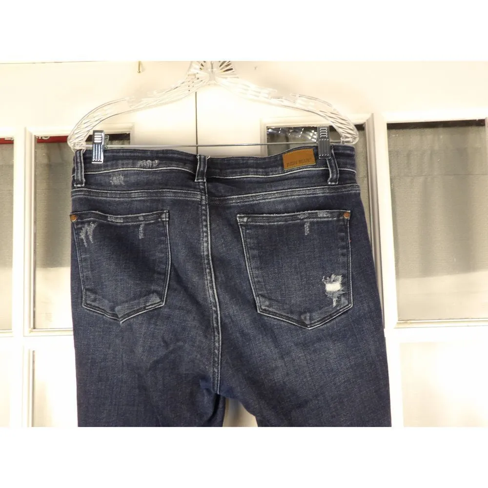 Judy Blue Womens‎ Dark Wash Mid Rise Destroyed Skinny Fit Jeans 11/30 11 30 - Image 4