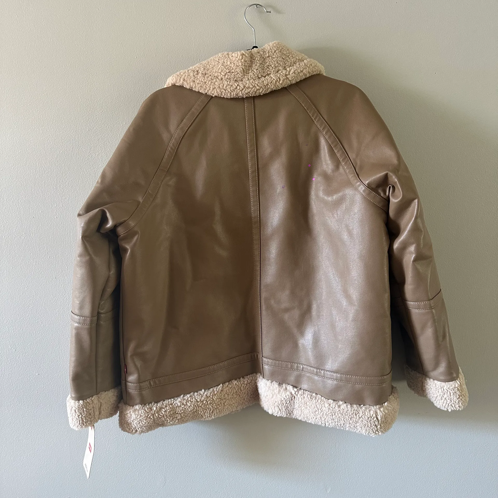 Levi's Relaxed Faux Shearling and Faux Leather Aviator Jacket - Image 9