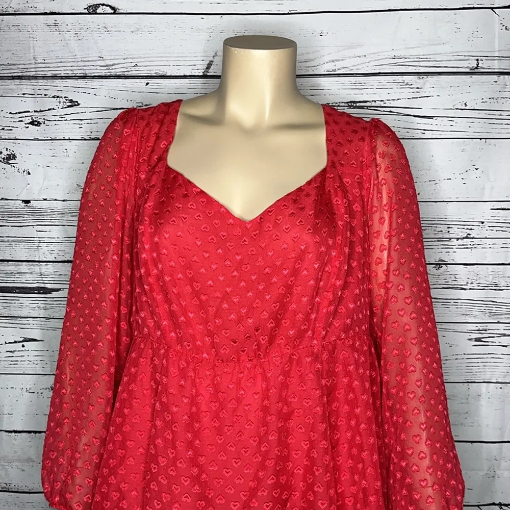 Torrid Size 3 Pink - Heart Swiss Fabric Chiffon V-Neckline Peplum Blouse Top - Image 2