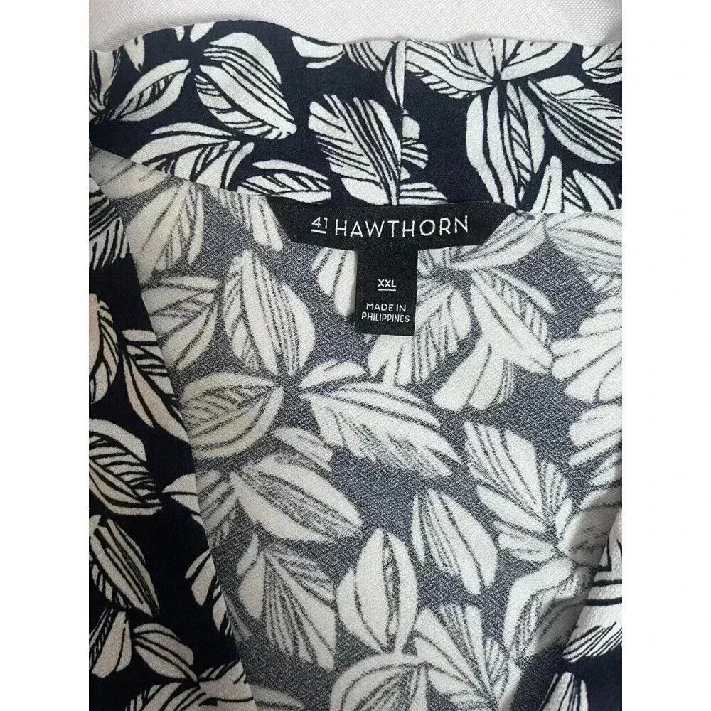 41Hawthorne Henri Ruched Knit Wrap Top (Black Floral) - Image 6