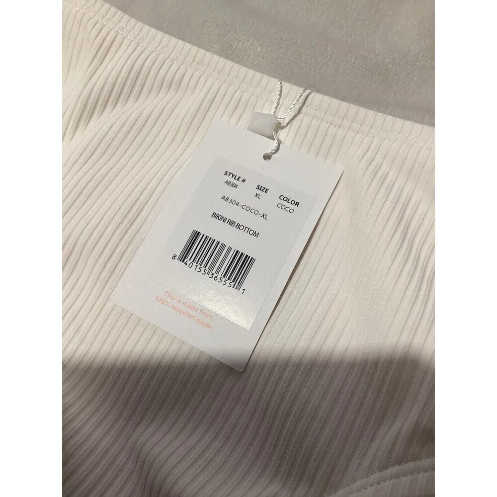 Andie Swim Coconut Ribbed Bikini Bottom Size XL NWT - Image 3