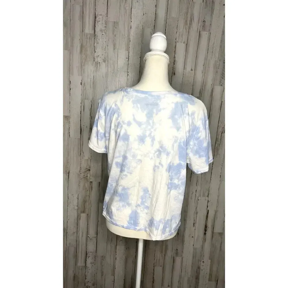 Disney Lilo‎ & Stitch Tie-Dye Crop Top Women's XL Blue Graphic Tee - Image 3