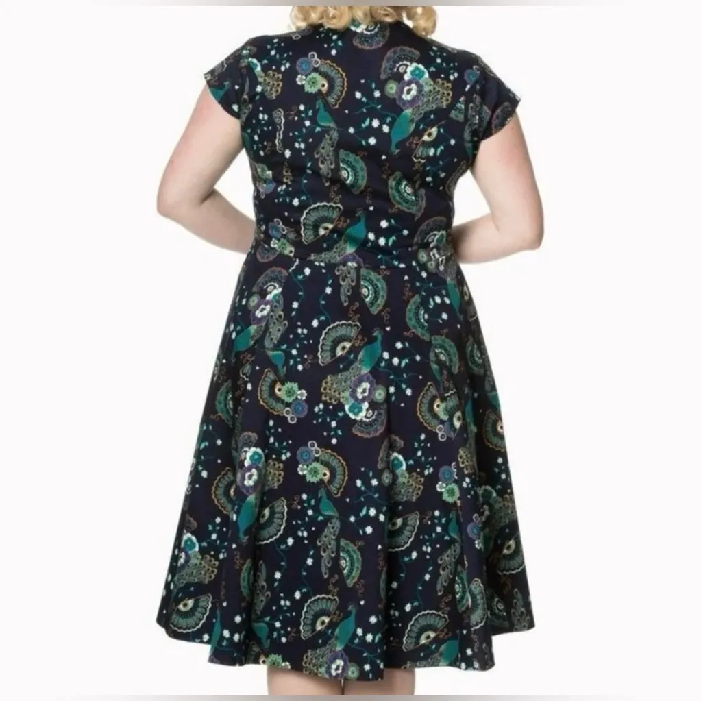 Banned Apparel Dancing Days Proud Peacock Paisley Retro Pinup Swing Dress 3XL - Image 2
