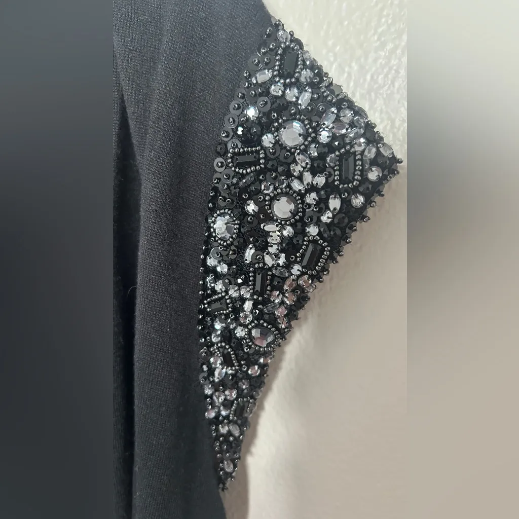 🆕 Magaschoni Black Top with Embellished Sleeves - Image 6