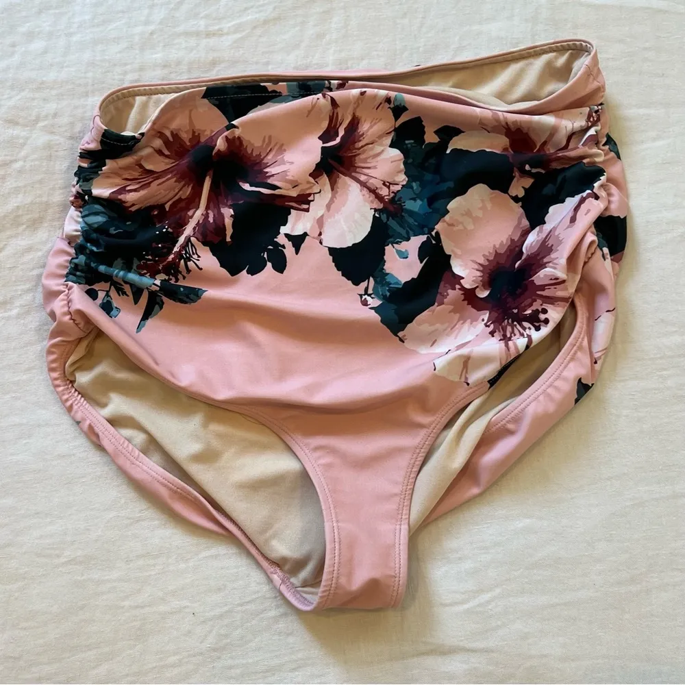 EUC Albion Bronte Ruched HIgh Waisted Floral Bikini Bottoms Sz M $64 - Image 3
