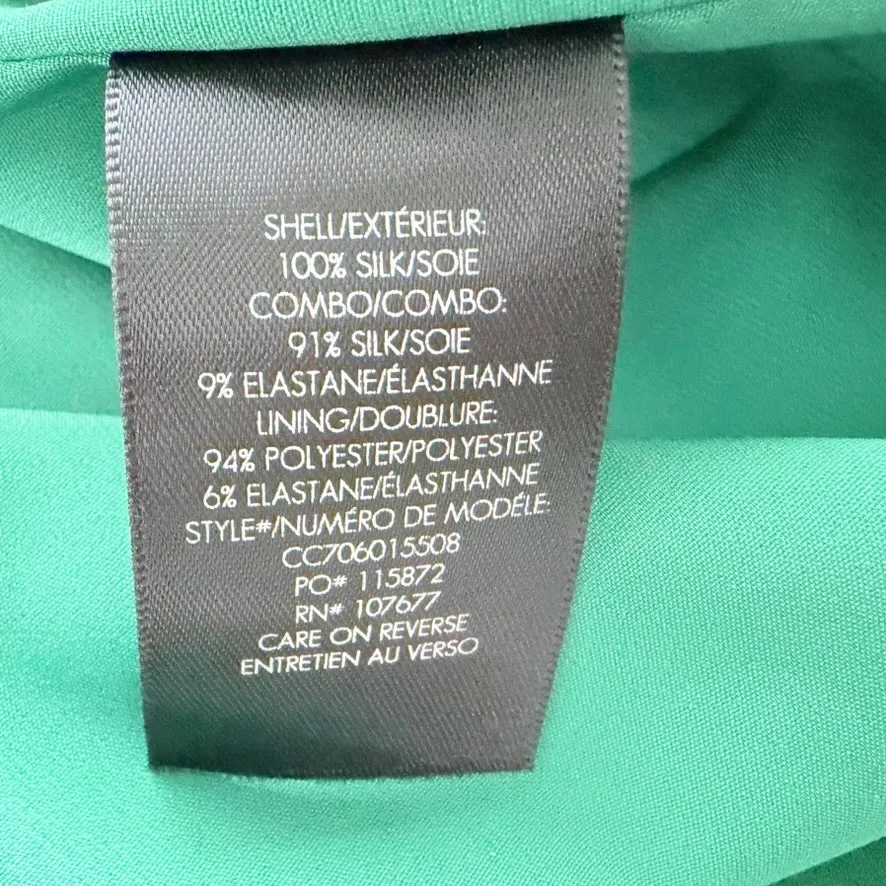 Alice + Olivia Moore Tiered Dress Green Silk Size Small Ruffle Long Sleeve Short - Image 9