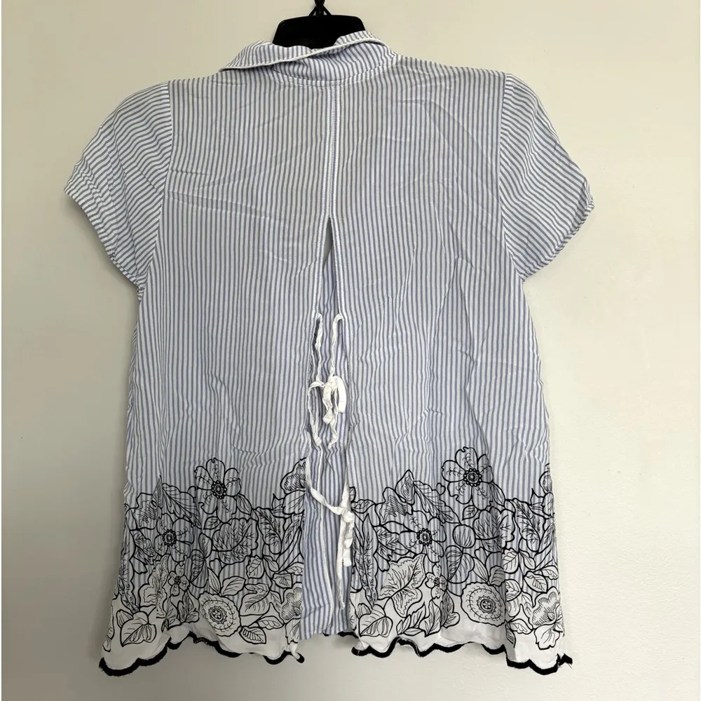 Floreat Anthropologie striped open back top sz m - Image 3