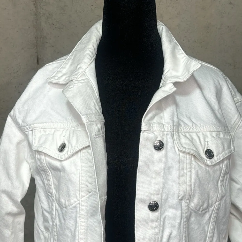 Everlane Womens Size M  Essential White Denim Jean Jacket Modern - Image 3