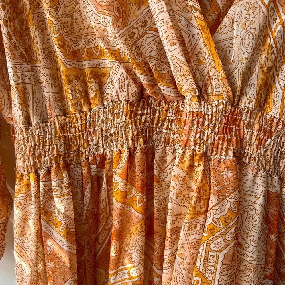 Kate & Lily women's deep V neck long sleeve maxi chiffon dress sz 14 Orange - Image 8